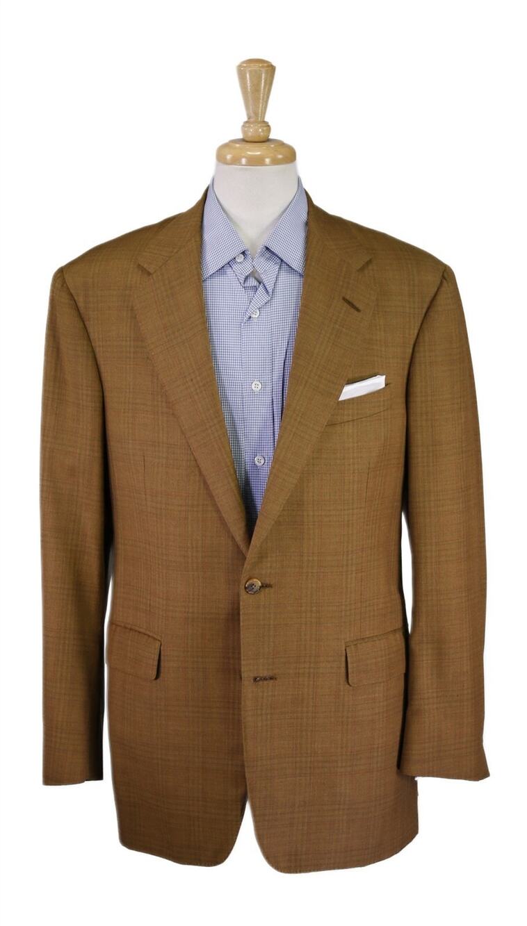 Adrian Jules Miller Brothers Custom Tailored Gold Plaid Sportcoat Blazer 42L